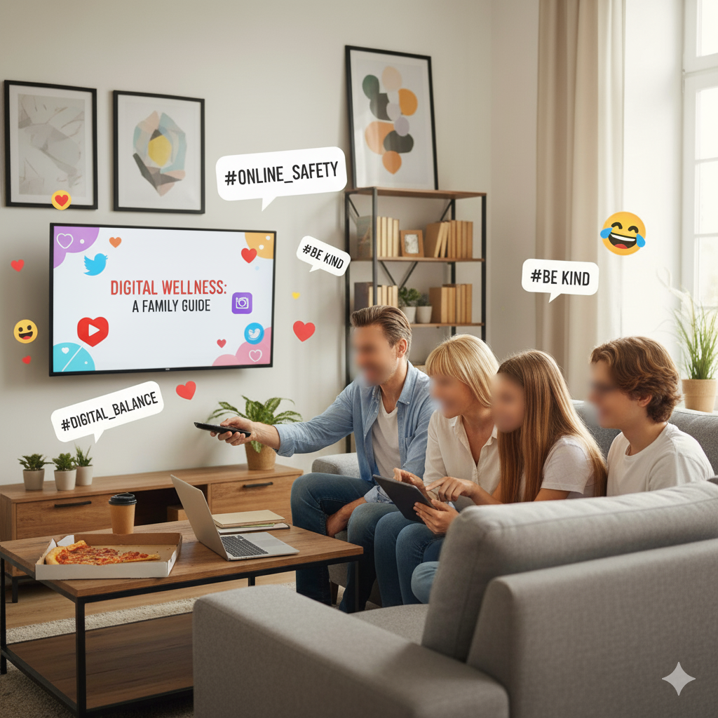 Parents helping balance; Gen Z kids social media habits.