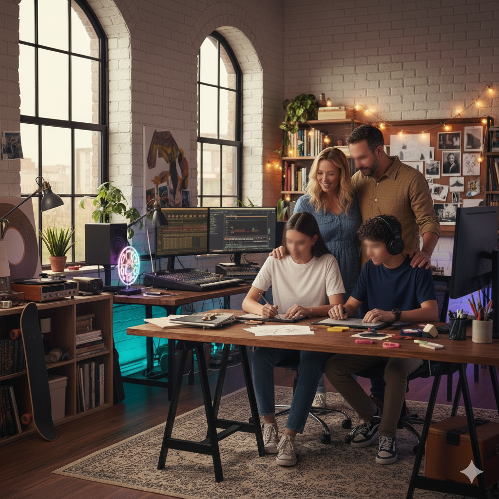 Parents supporting their Gen Z kids in their creativity.